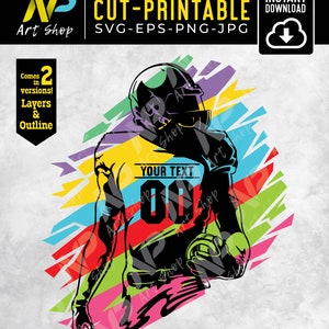 Football Player SVG: Customizable Team Design (Digital Download)
