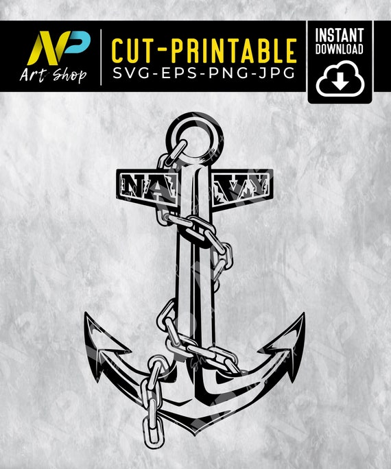 Navy Anchor svg Ancho and chain svg US Navy Anchor Military Etsy