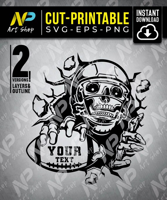 Football Svg Skull Svg Smashing Wall Football Team Logo Etsy