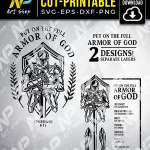 Put on The Full Armor of God svg, Ephesians, Knight svg, Armor of God Shirt, Religious svg, Christian Gift, Shield of Armor, svg for cut