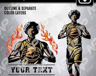 Afro Basketball Player SVG: Sports Cut File (Digital Download)