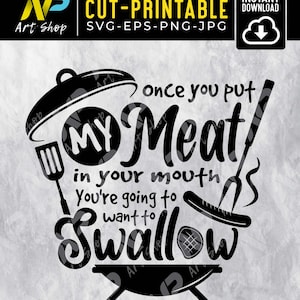 Divertido SVG de parrilla de barbacoa: Diseño de boca de carne picante (descarga digital)