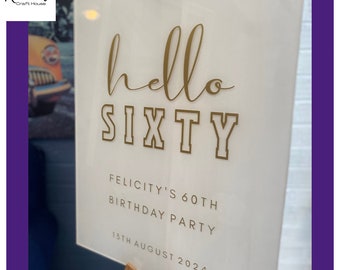 BIRTHDAY WELCOME SIGN Vinyl label only, personalised birthday sticker for A2 mirror/acrylic sign, vinyl decal sticker.