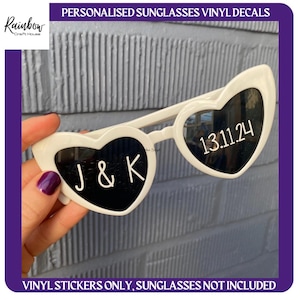 Personalised Sunglasses Vinyl Sticker / Tik Tok Trend / Wedding Favours / Initials & Date Only / DIY Wedding Sunglasses / Vinyl Sticker Only