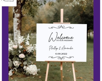WEDDING WELCOME SIGN Vinyl label only, personalised wedding sticker for mirror, vinyl decal sticker.