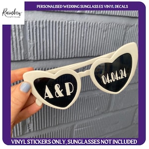 Personalised Sunglasses Vinyl Sticker / Tik Tok Trend / Wedding Favours / Initials & Date Only / DIY Wedding Sunglasses / Vinyl Sticker Only