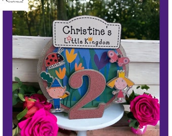Kingdom 3D Cake Topper / Magical Cake Decoration for Children's Birthday / Ben & Holly / Birthday Keepsake / High Quality Glitter Card