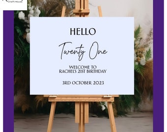BIRTHDAY WELCOME SIGN Vinyl label only, personalised birthday sticker for A2 mirror/acrylic sign, vinyl decal sticker.