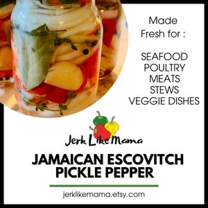 Jamaican Escovitch Pickle Pepper Sauce, Pickled Pepper, Hot Pepper Pickle