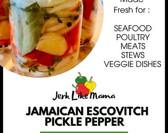 Molho de pimenta escovitch jamaicano, pimenta em conserva, picles de pimenta