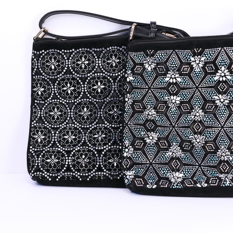 Embroidered Bling Crystal leather Shoulder Bag Cross Body Bag Gift Ideas for her