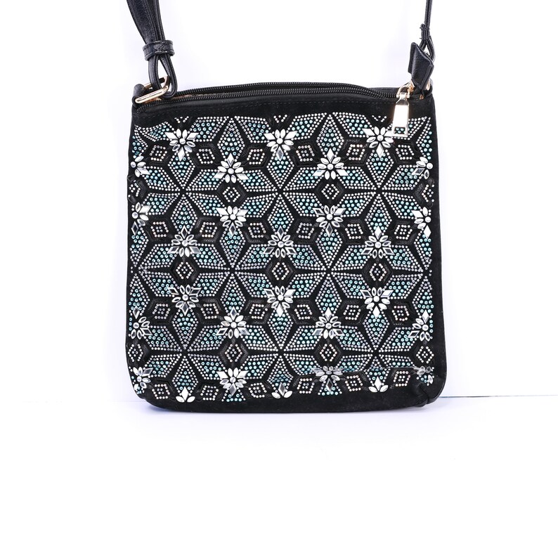 Embroidered Bling Crystal leather Shoulder Bag Cross Body Bag Gift Ideas for her