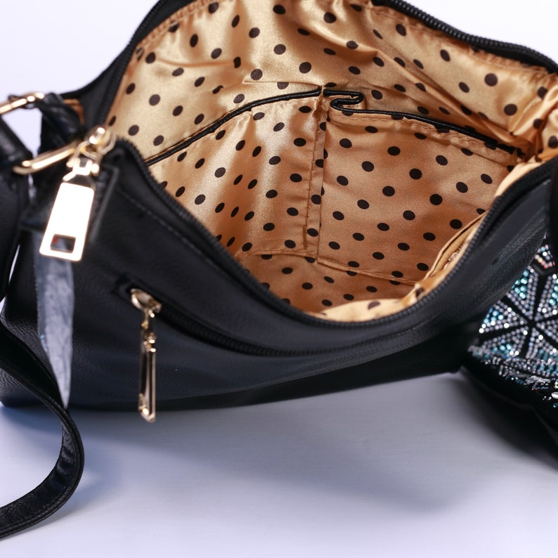Embroidered Bling Crystal leather Shoulder Bag Cross Body Bag Gift Ideas for her