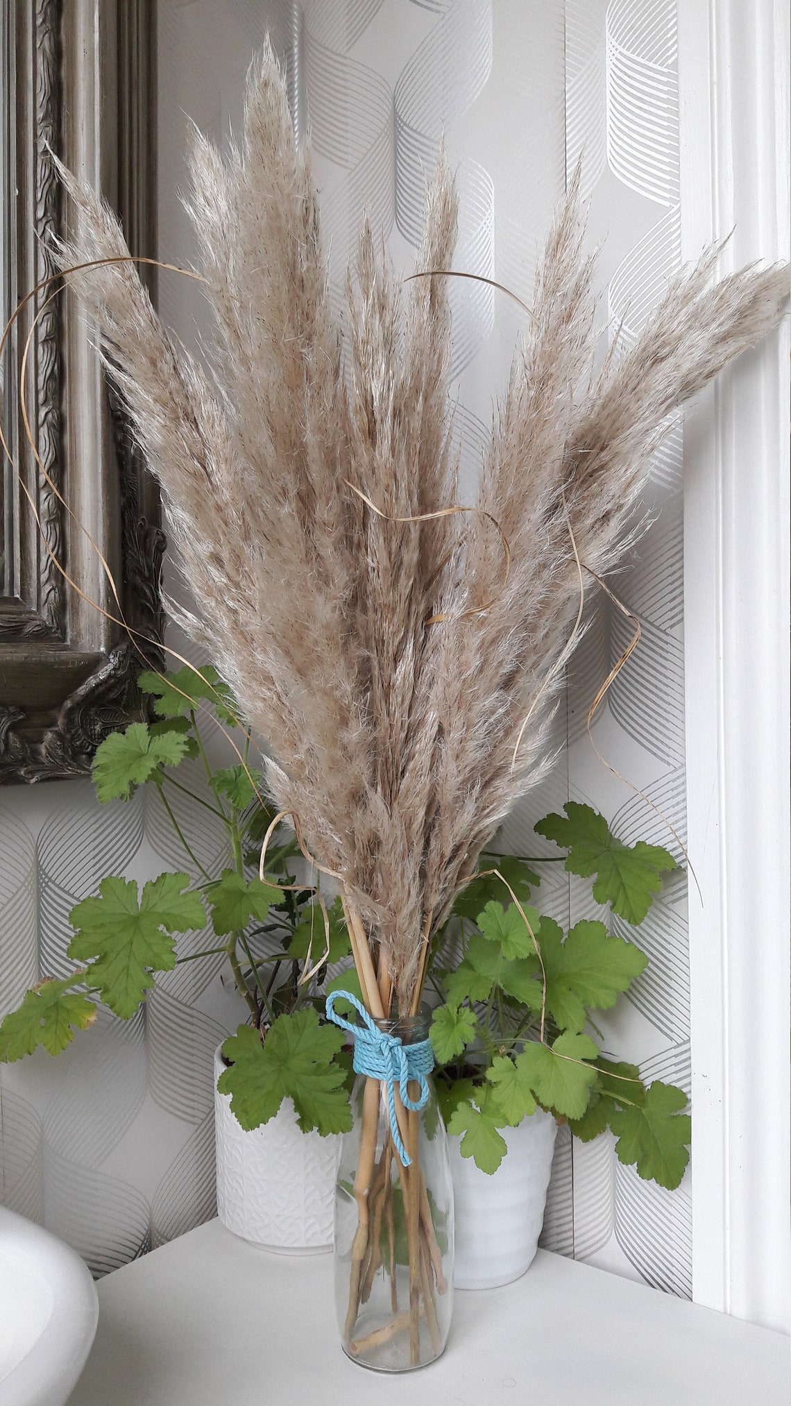 Rustic Pampas Grass in Retro Glass Vase Surrey Farm 56 Etsy