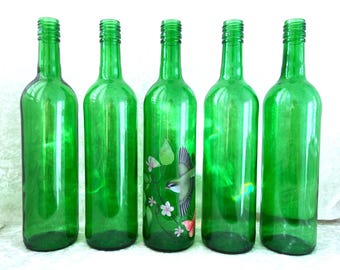 Botellas de vino ecológicas recicladas (juego de 6) – Botellas de vidrio reciclado de 75 cl