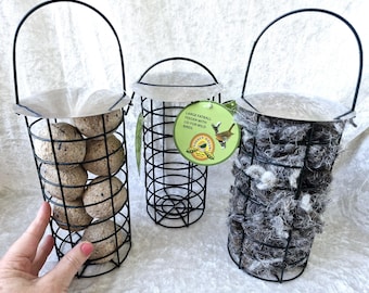 Comederos para pájaros con bolas de sebo y lana para nidos, caja de regalo opcional.