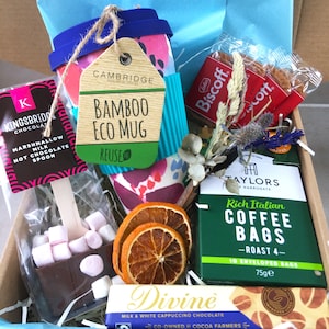 Coffee Lovers Delight - Bamboo Travel Mug, Organic Coffee & Chocolate, Hot Chocolate - Gift for Him or Her - Fair Trade
