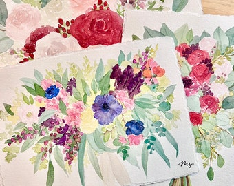 CUSTOM Watercolor Wedding Bouquet Painting | Anniversary Gift | Wedding Gift | Bridal Flowers | Customized Gift for Bride