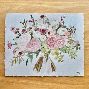 CUSTOM Watercolor Wedding Bouquet Painting | Anniversary Gift | Wedding Gift | Bridal Flowers | Customized Gift for Bride