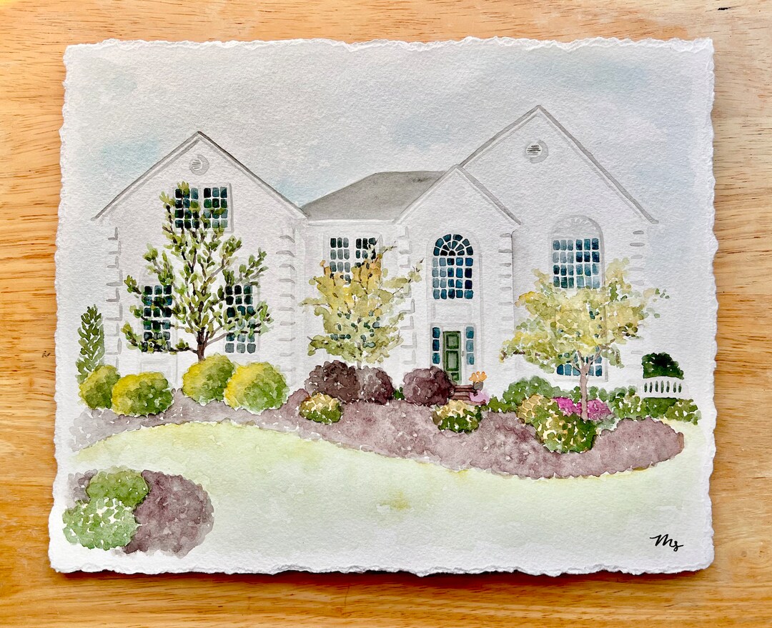 CUSTOM Watercolor Home Painting Home Portrait Gift for Homeowners