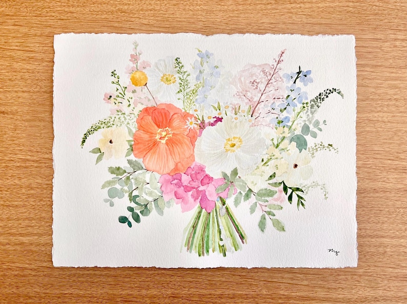 CUSTOM Watercolor Wedding Bouquet Painting | Anniversary Gift | Wedding Gift | Bridal Flowers | Customized Gift for Bride
