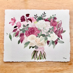 CUSTOM Watercolor Wedding Bouquet Painting | Anniversary Gift | Wedding Gift | Bridal Flowers | Customized Gift for Bride