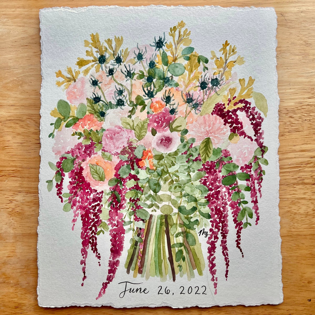 Watercolor Wedding Bouquet Painting for Bride - Etsy