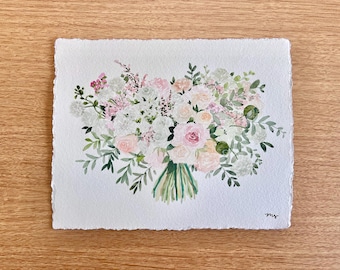 CUSTOM Watercolor Wedding Bouquet Painting | Anniversary Gift | Wedding Gift | Bridal Flowers | Customized Gift for Bride