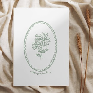 DIGITAL PRINT | APRIL - Daisy Birth Month Flower Digital Download Print | Simple Floral Birth Month Outline Print | Trendy Floral Art