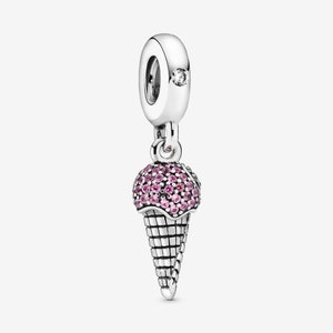 Pavé Ice Cream Cone Dangle Charm Bracelet Fashion Women Jewelry Charm, charms for bracelet