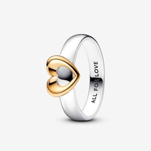 Strahlende Zwei Ton Schiebe Herz Ring Mode Frauen Schmuck Ring mit Kristall für Frauen Hochzeit