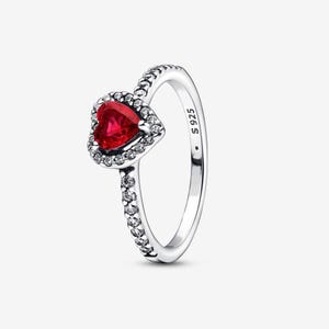 Erhöhtes rotes Herz-Ring Mode-Frauen-Schmucksachen Ring mit Kristall für Frauen Hochzeit