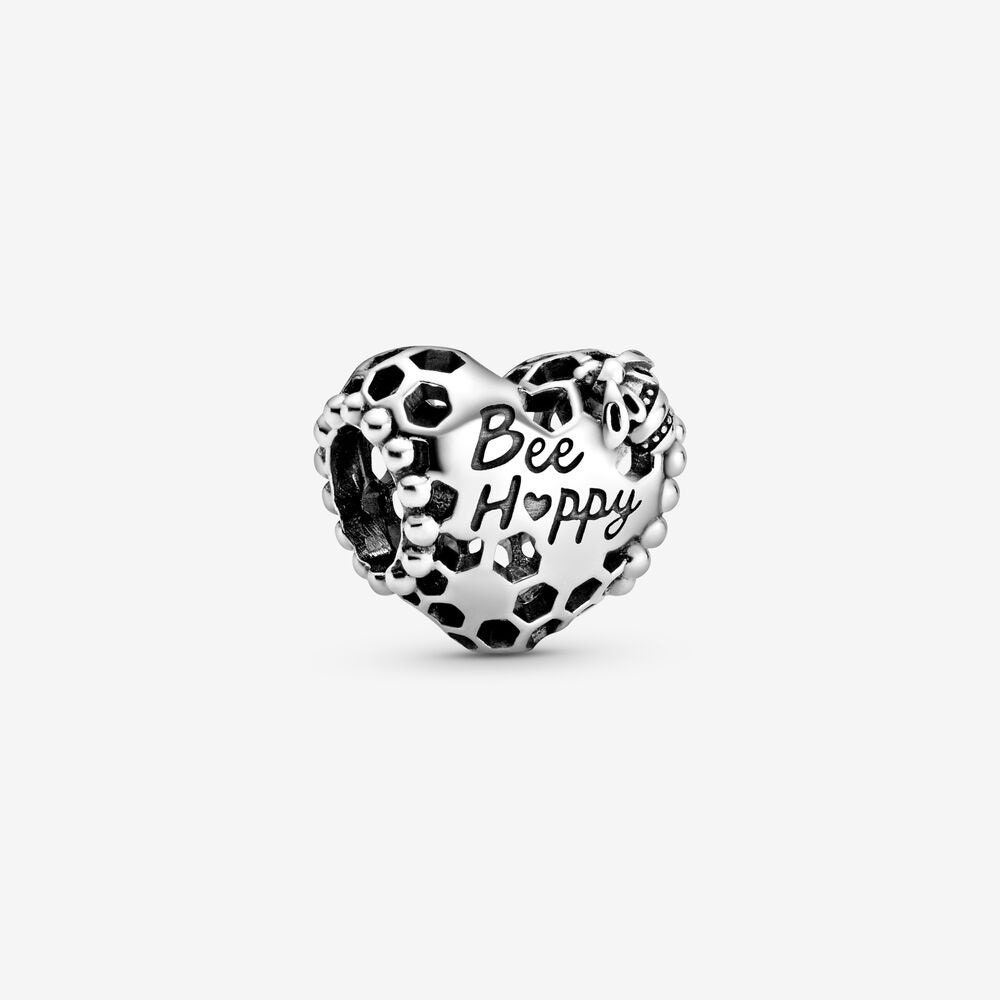 Bee Happy Honeycomb Heart Charm Pandora 