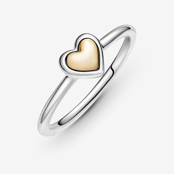 Pandora Domed Golden Heart Ring 925 