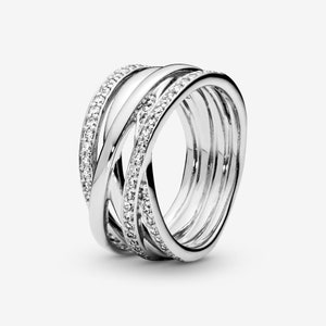 Sparkling and Polished Lines Ring Fashion Women Jewelry Ring with Crystal For Women Wedding Party