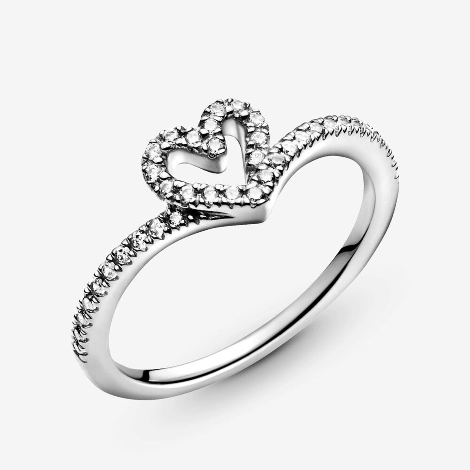 Pandora Princess Sparkling Wishbone Heart Ring 925 Sterling | Etsy
