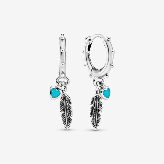 Feather Hoop Earrings Rose Gold 