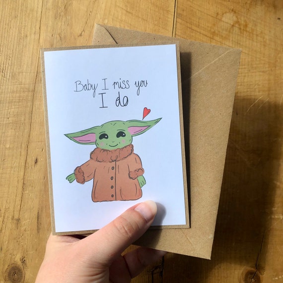 Handmade Baby Yoda I Miss You Greetings Card Partner Etsy