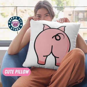 Fun Pig Butt Pillow Case with Pillow Included, Cute Pig Pillow