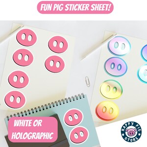 Pig Nose Sticker Sheet - 8 Stickers - Witte of Holografische vinyl sticker