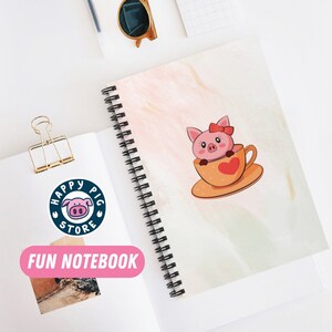Caderno espiral Teacup Pig, lindo presente de diário porquinho