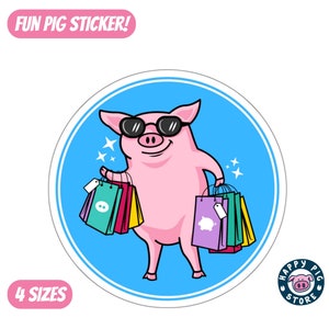 Fun Shopping Piggy Sticker
