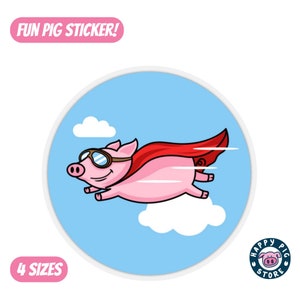 Flying Pig Sticker | Multiple Sizes Available | Cute Animal Decal