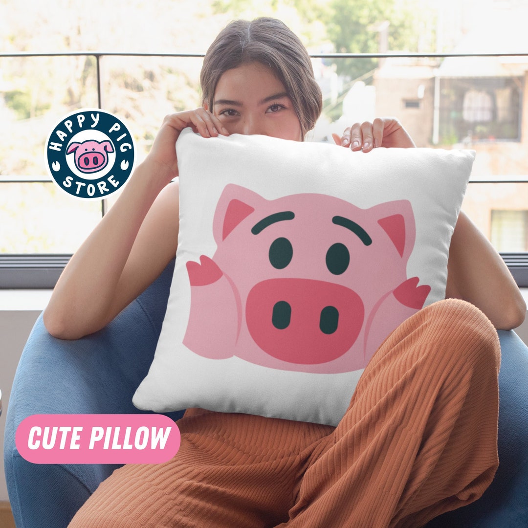 Pig Emoji Pillow Case With Pillow Included Pig Throw Pillow Etsy