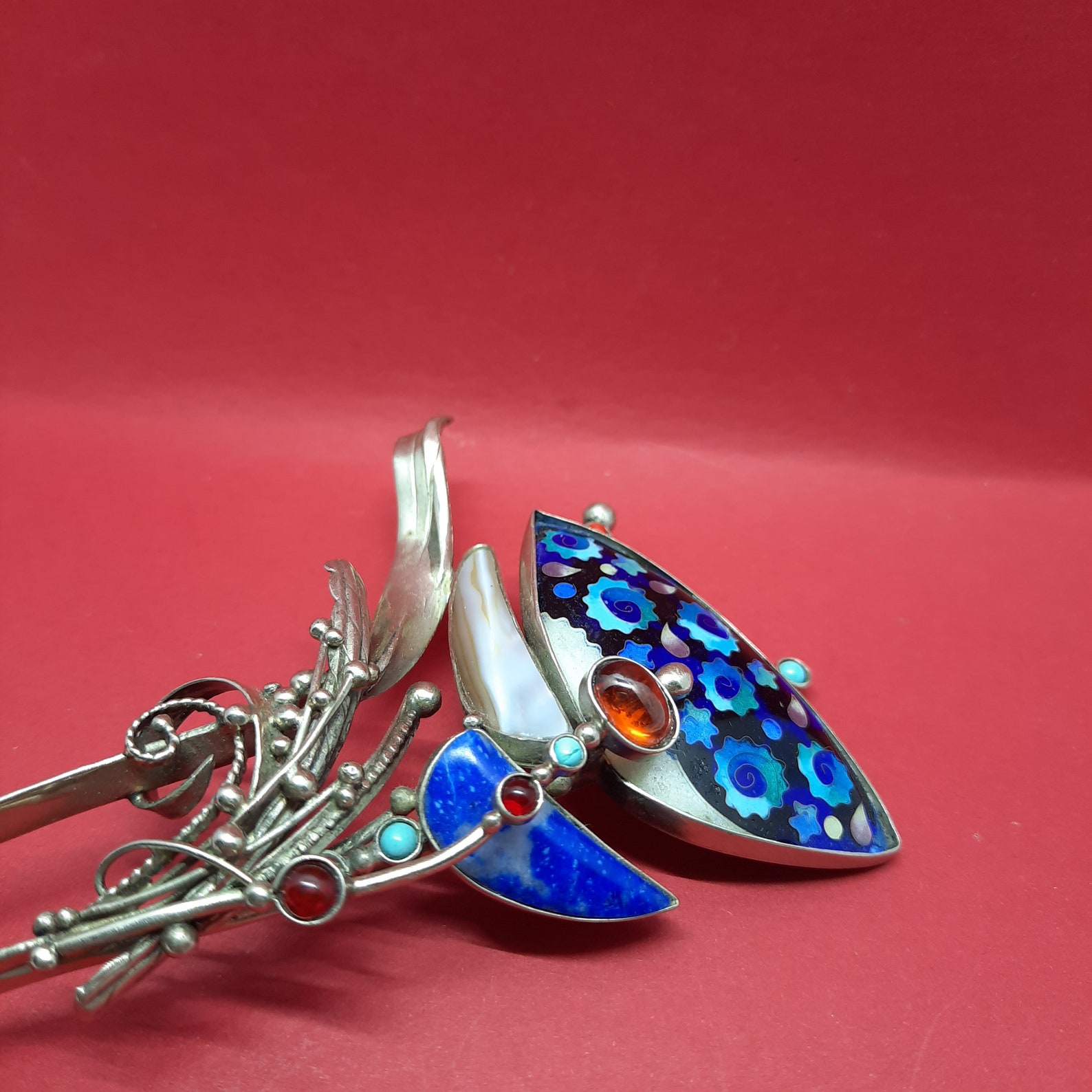 Aesthetic Hair Pin with Enamel and Natural Stones Handmade Etsy