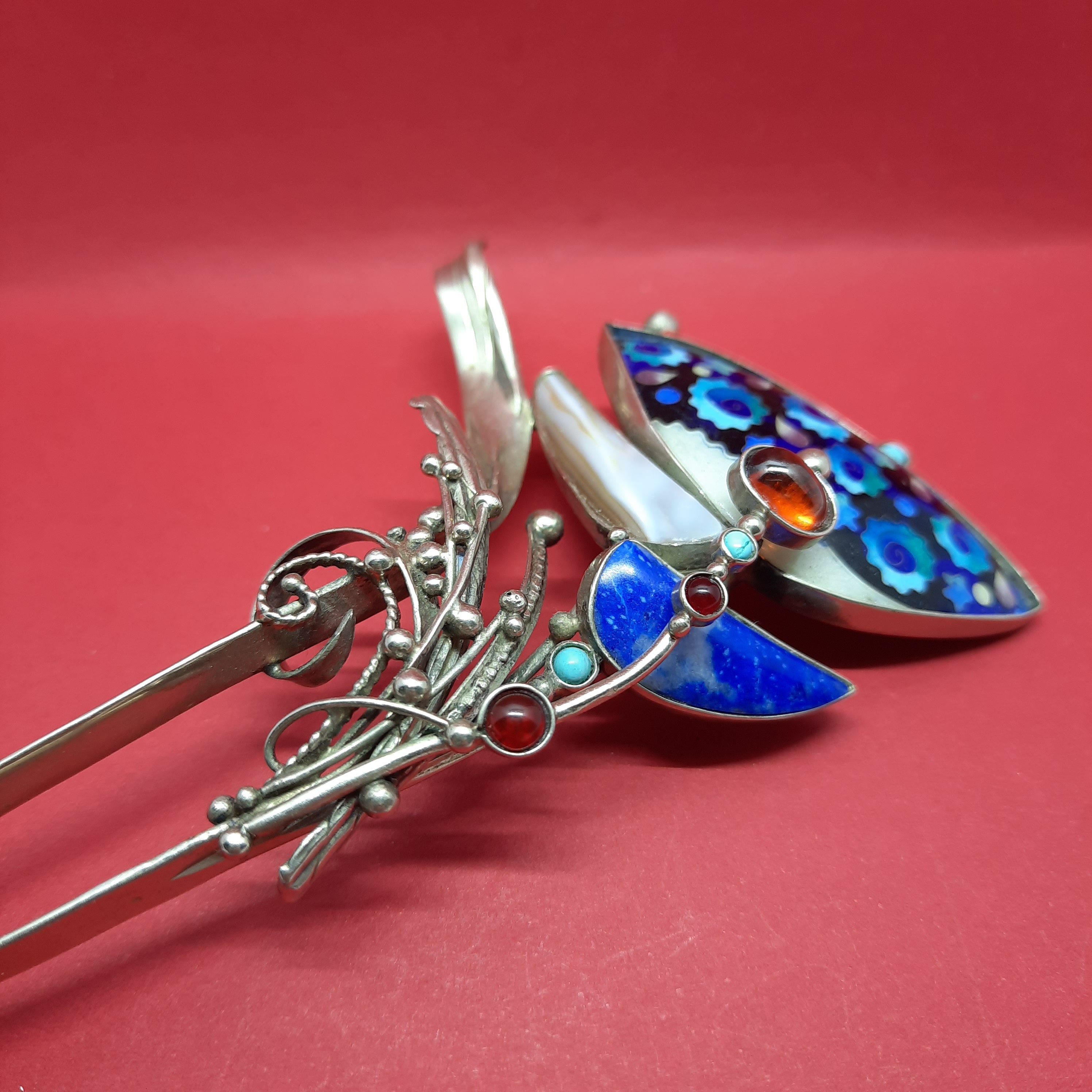 Aesthetic Hair Pin with Enamel and Natural Stones Handmade Etsy