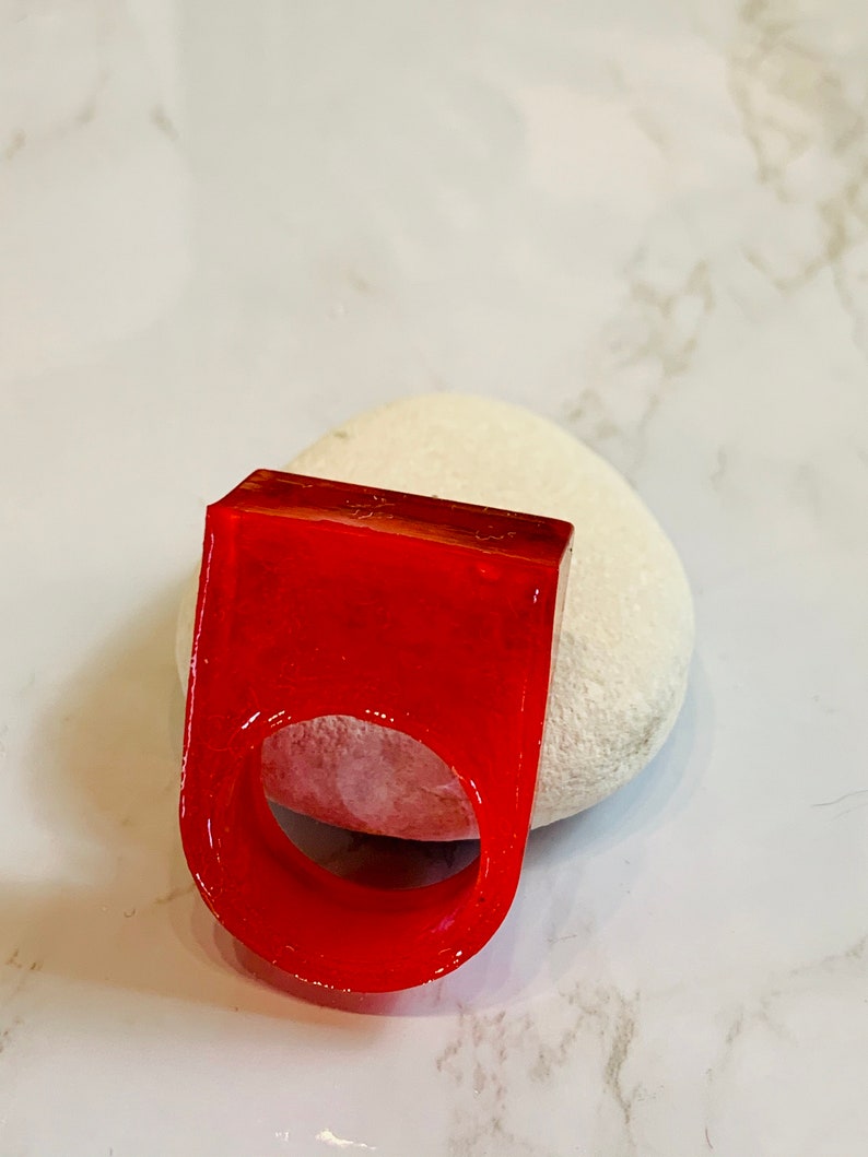 Red Resin Statement Ring Etsy