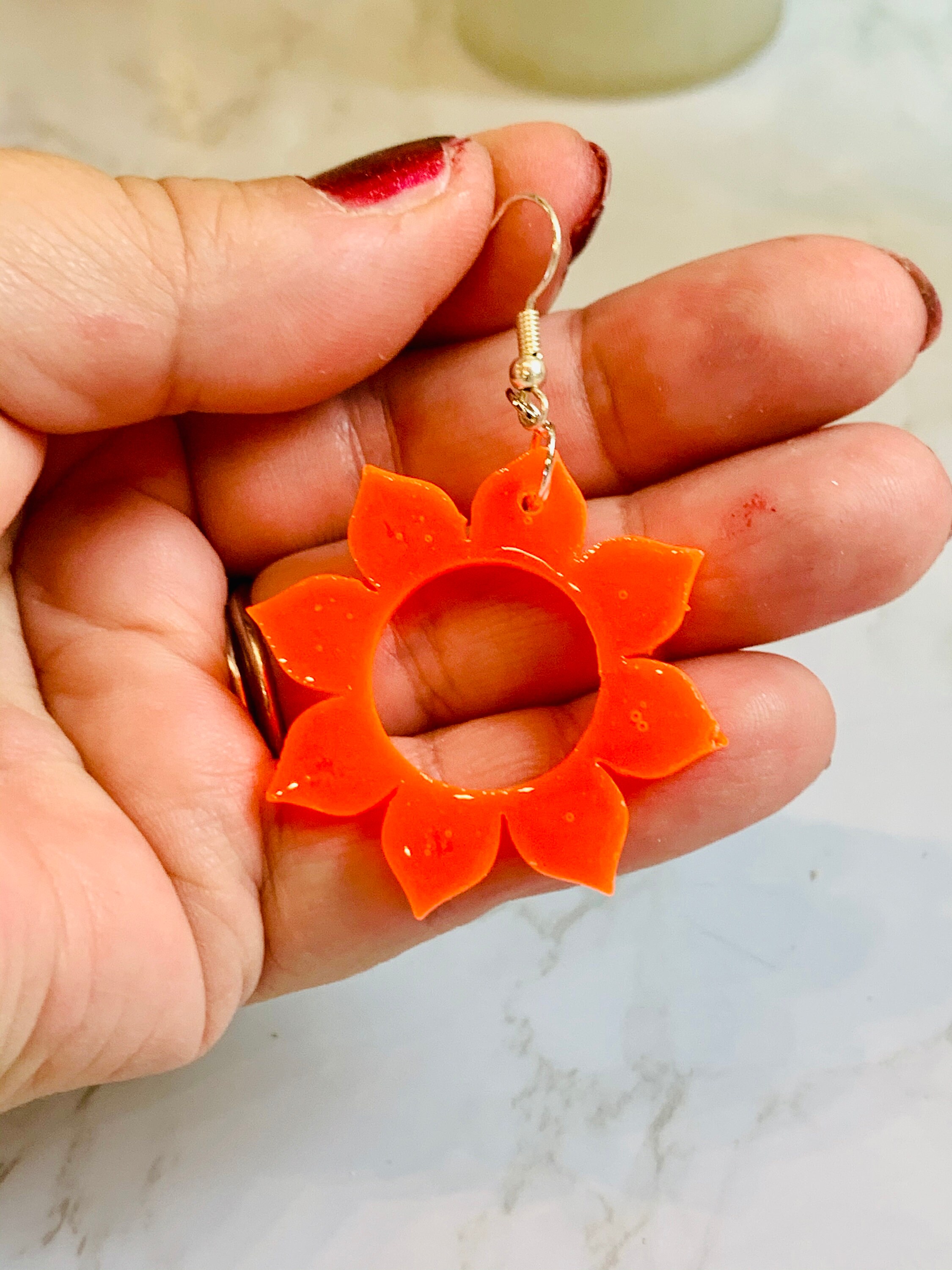 Sunflower Resin Dangle or Hoop Earrings Etsy UK