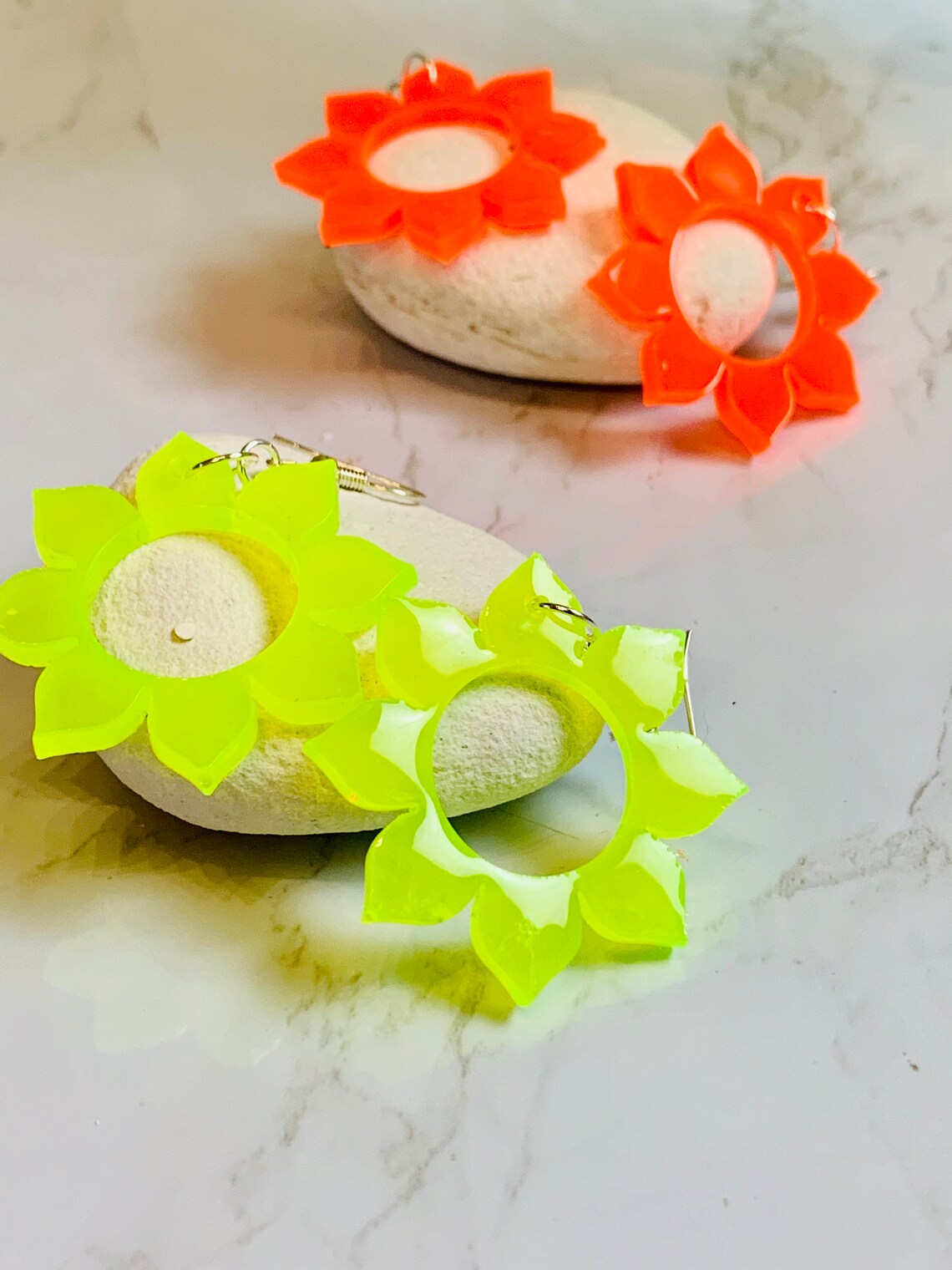 Sunflower Resin Dangle or Hoop Earrings Etsy UK