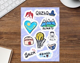 Hoja de pegatinas del alma kazaja, Kazajstán, Kazajo, Recuerdo, Regalo, Pegatinas
